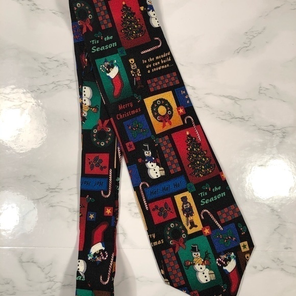 VTG RM Holidays Christmas Collage Neck Tie Ugly Ch - Picture 1 of 8